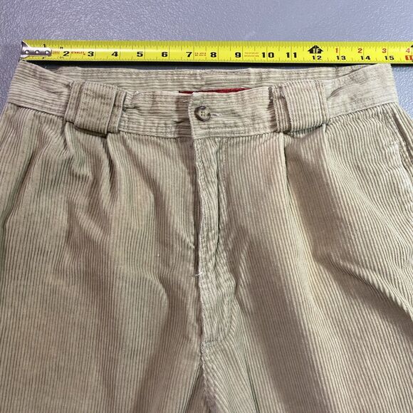 BUGLE BOY CO Pants Corduroy Pleated Cuffed Skater 90s Mens 32M Beige Tan 30x30 - Picture 5 of 11